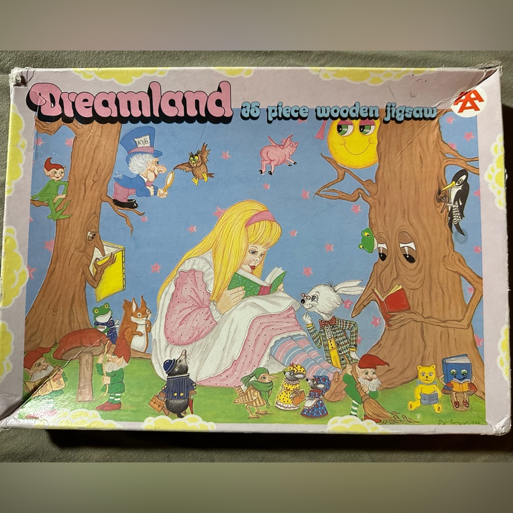 Vintage Wooden Alice in Wonderland Dreamland puzzle
